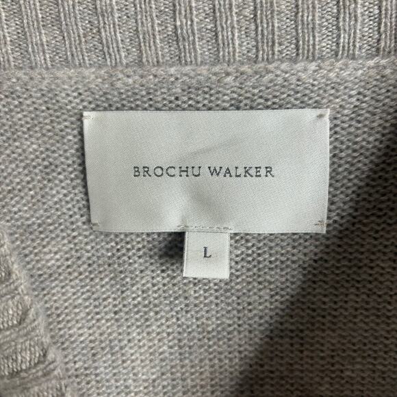 Brochu Walker Eton Layered Crew Looker Sweater Light Chia Melange / White Size L - Picture 7 of 8